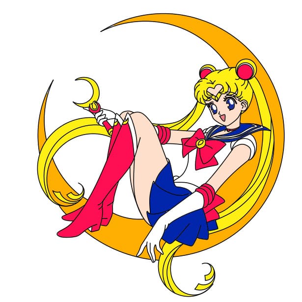 Hướng dẫn vẽ Thủy Thủ Mặt Trăng - Bước 11