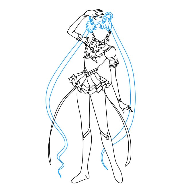 Hướng dẫn vẽ Thủy Thủ Mặt Trăng xinh đẹp - Bước 7