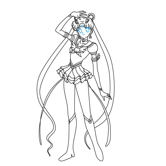 Hướng dẫn vẽ Thủy Thủ Mặt Trăng xinh đẹp - Bước 8