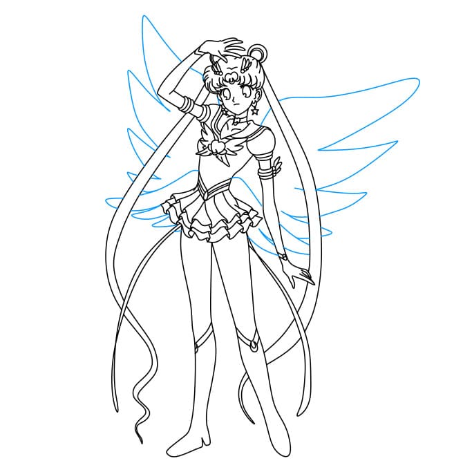 Hướng dẫn vẽ Thủy Thủ Mặt Trăng xinh đẹp - Bước 9