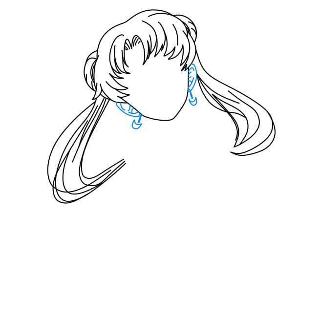 Hướng dẫn vẽ Thủy Thủ Mặt Trăng vui vẻ và thân thiện - Bước 3