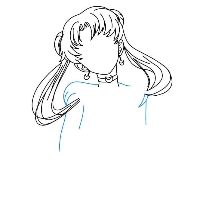 Hướng dẫn vẽ Thủy Thủ Mặt Trăng vui vẻ và thân thiện - Bước 4