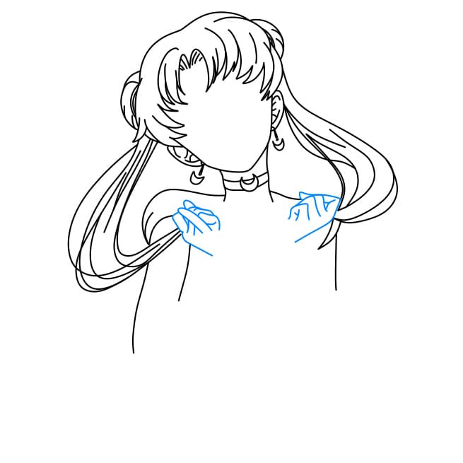 Hướng dẫn vẽ Thủy Thủ Mặt Trăng vui vẻ và thân thiện - Bước 5