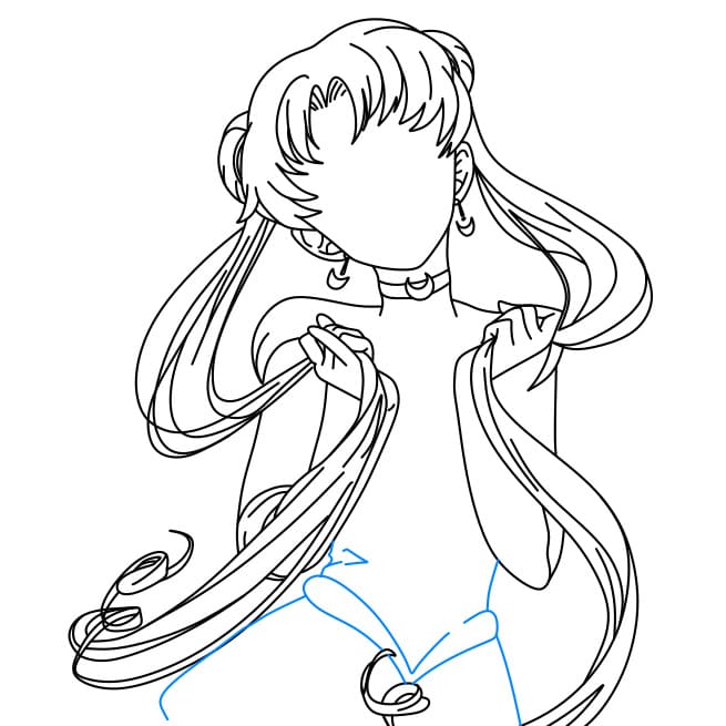 Hướng dẫn vẽ Thủy Thủ Mặt Trăng vui vẻ và thân thiện - Bước 6