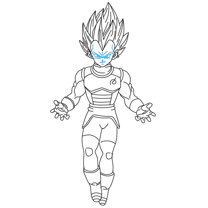 Hướng dẫn cách vẽ nhân vật Vegeta (Nhân vật trong phim 7 viên ngọc rồng) lạnh lùng - Bước 8