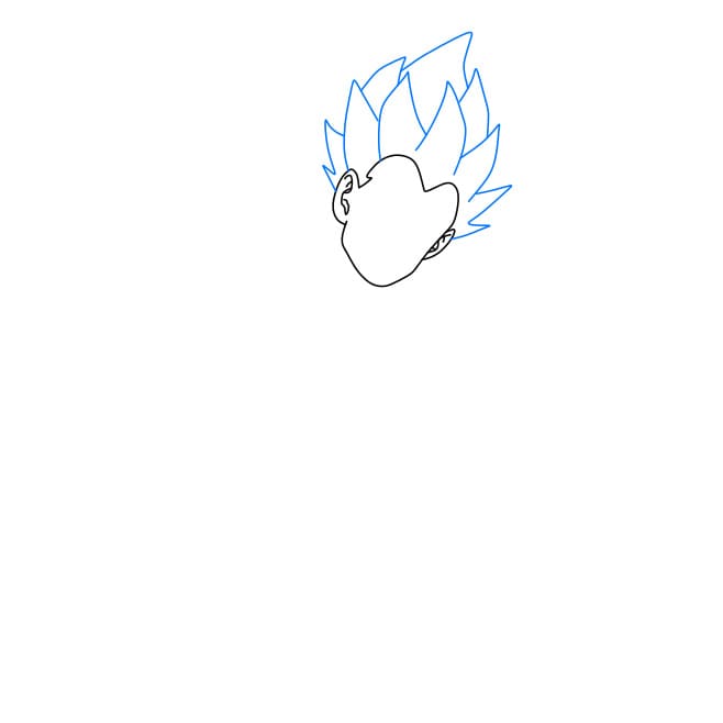 Hướng dẫn cách vẽ nhân vật Vegeta (Nhân vật trong phim 7 viên ngọc rồng) tức giận và mạnh mẽ - Bước 3