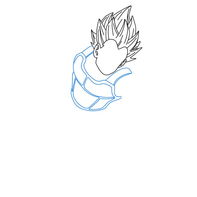 Hướng dẫn cách vẽ nhân vật Vegeta (Nhân vật trong phim 7 viên ngọc rồng) tức giận và mạnh mẽ - Bước 4