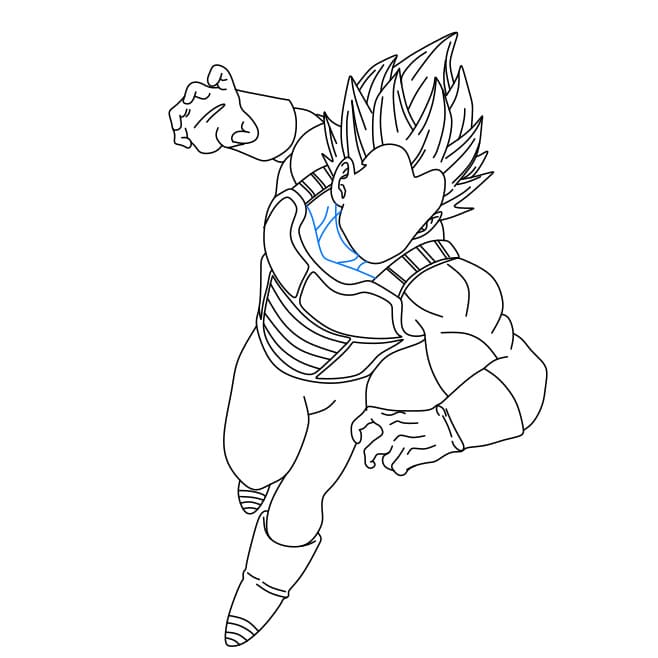 Hướng dẫn cách vẽ nhân vật Vegeta (Nhân vật trong phim 7 viên ngọc rồng) tức giận và mạnh mẽ - Bước 6