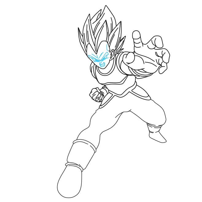 Hướng dẫn cách vẽ nhân vật Vegeta (Nhân vật trong phim 7 viên ngọc rồng) đẹp trai và mạnh mẽ - Bước 7