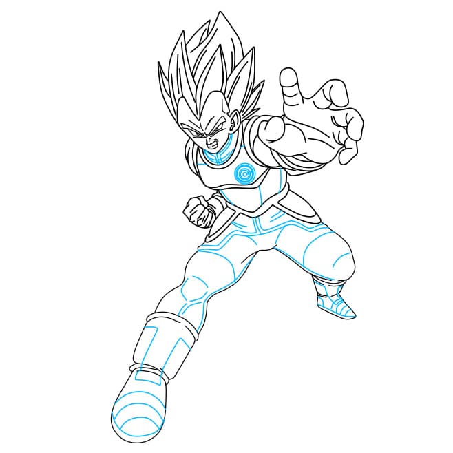Hướng dẫn cách vẽ nhân vật Vegeta (Nhân vật trong phim 7 viên ngọc rồng) đẹp trai và mạnh mẽ - Bước 8