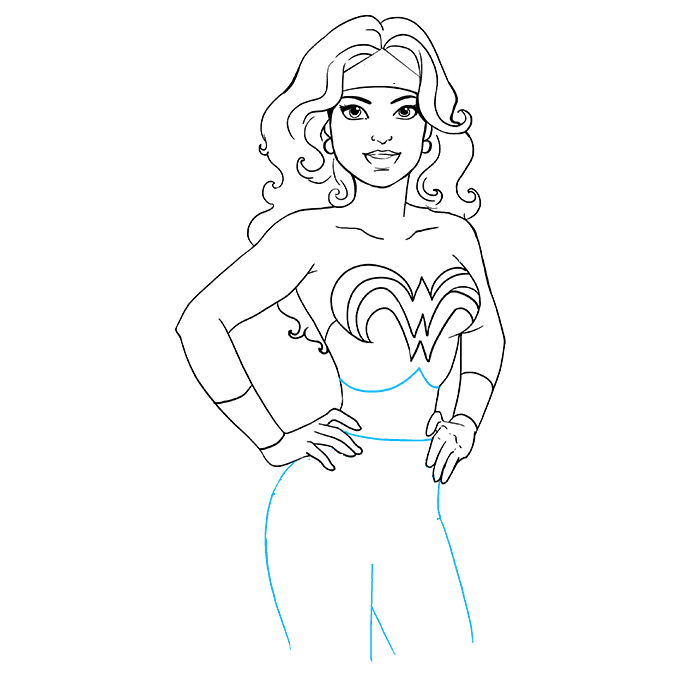 Hướng dẫn cách vẽ Wonder Woman đơn giản và đẹp cho bé - Bước 7