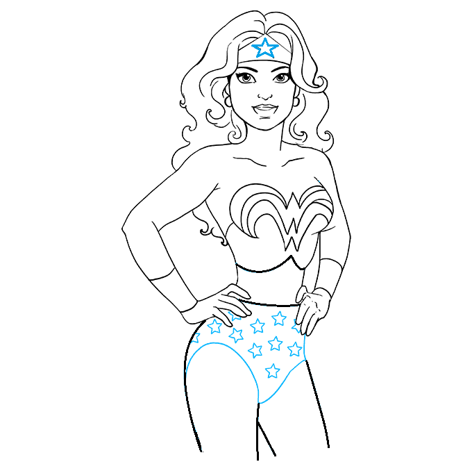 Hướng dẫn cách vẽ Wonder Woman đơn giản và đẹp cho bé - Bước 8