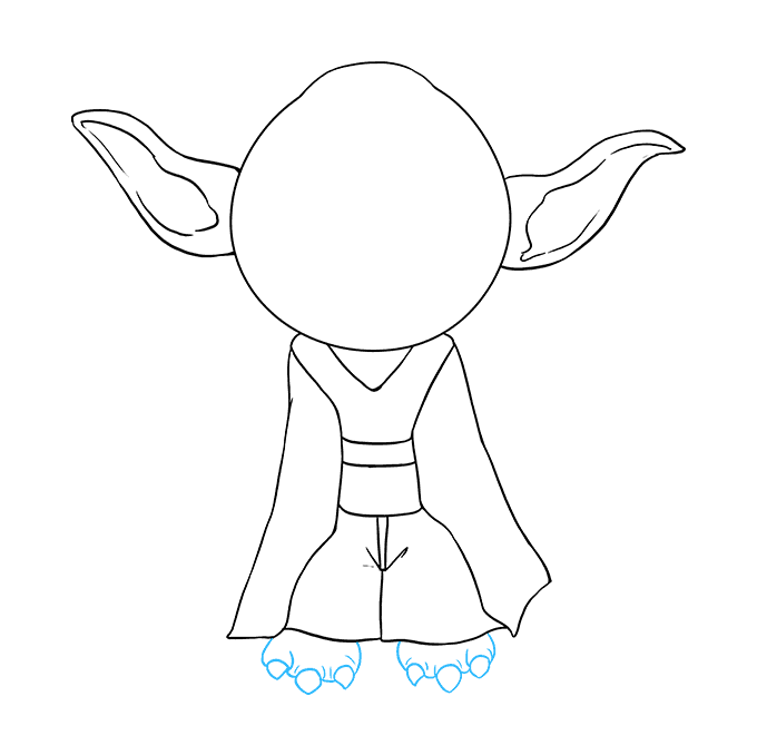 Hướng dẫn cách vẽ nhân vật Yoda (Nhân vật trong Star Wars) đơn giản và đẹp cho bé - Bước 4