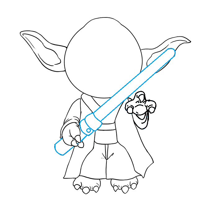 Hướng dẫn cách vẽ nhân vật Yoda (Nhân vật trong Star Wars) đơn giản và đẹp cho bé - Bước 6