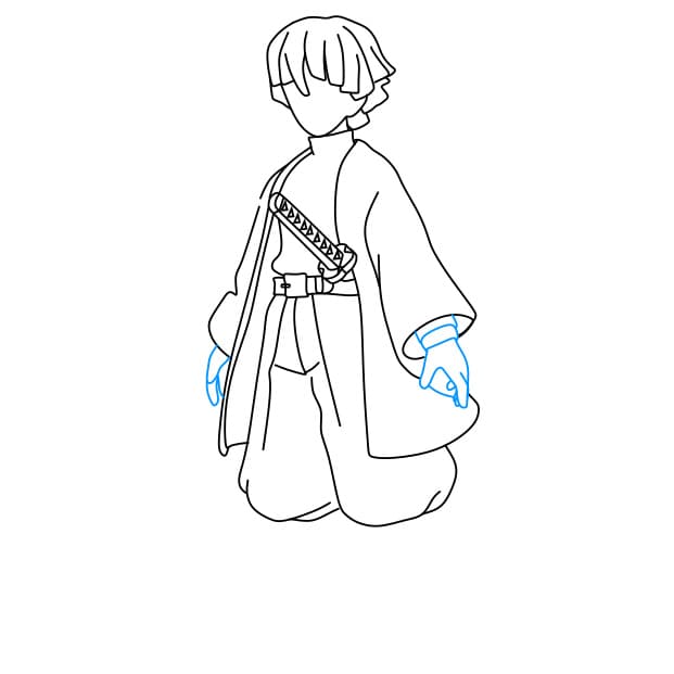 Hướng dẫn cách vẽ Zenitsu đơn giản và đẹp cho bé - Bước 6