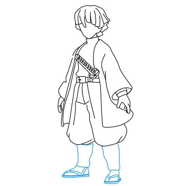 Hướng dẫn cách vẽ Zenitsu đơn giản và đẹp cho bé - Bước 7