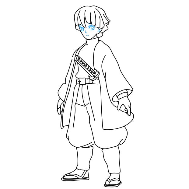 Hướng dẫn cách vẽ Zenitsu đơn giản và đẹp cho bé - Bước 8