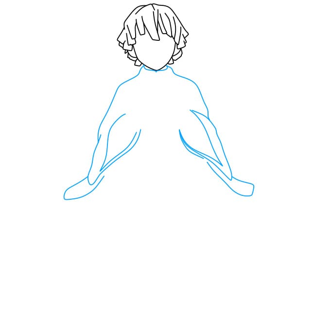 Hướng dẫn cách vẽ Zenitsu đang ăn cơm nắm đơn giản và đẹp - Bước 3