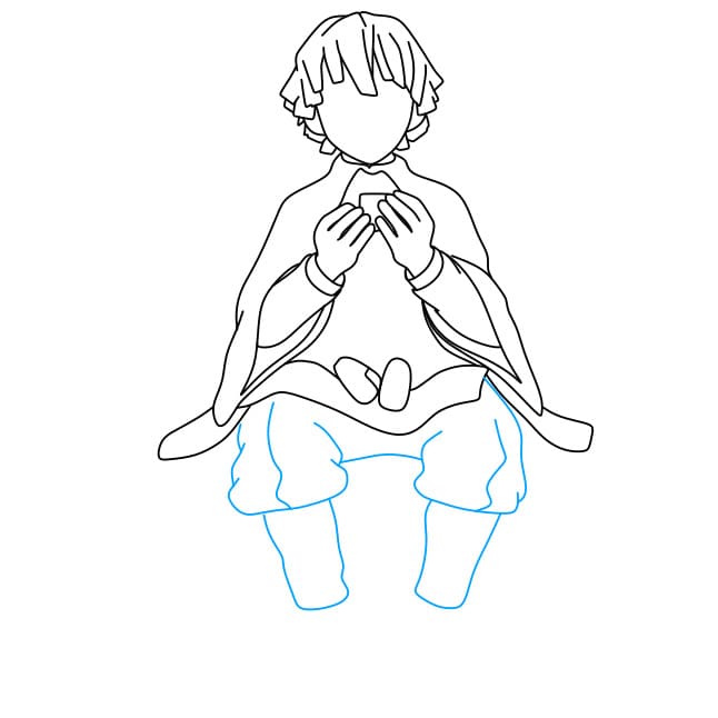 Hướng dẫn cách vẽ Zenitsu đang ăn cơm nắm đơn giản và đẹp - Bước 4