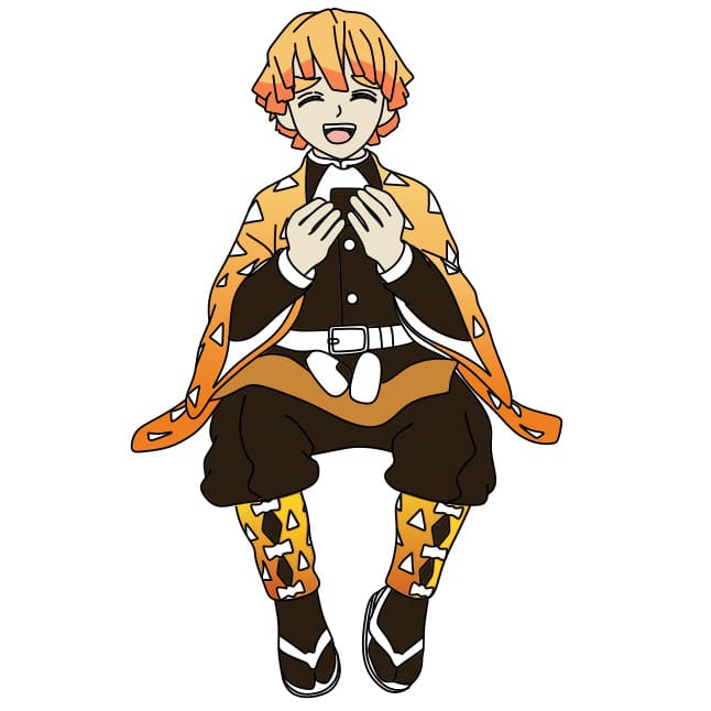 Hướng dẫn cách vẽ Zenitsu đang ăn cơm nắm đơn giản và đẹp