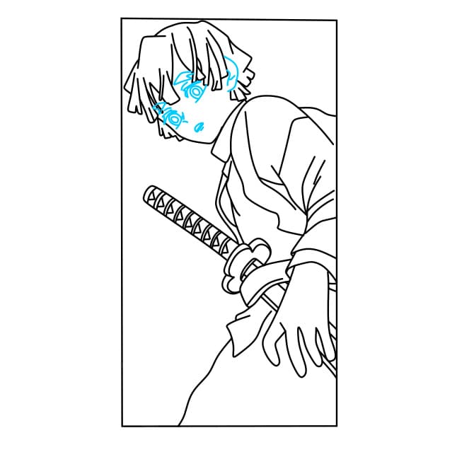 Hướng dẫn cách vẽ Zenitsu đơn giản và đẹp cho bé - Bước 8