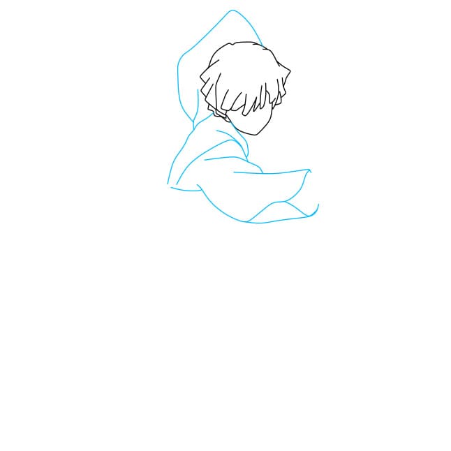 4. Hướng dẫn cách vẽ Zenitsu siêu ngầu cho bé - Bước 3