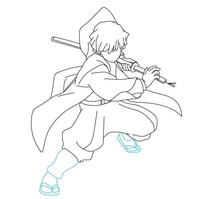 4. Hướng dẫn cách vẽ Zenitsu siêu ngầu cho bé - Bước 7