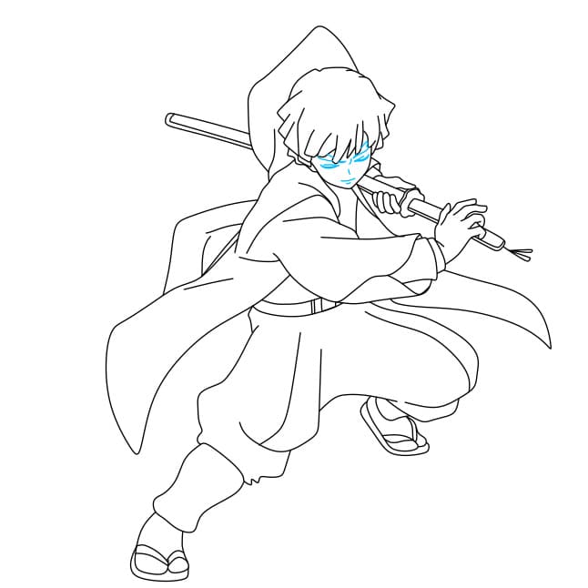 4. Hướng dẫn cách vẽ Zenitsu siêu ngầu cho bé - Bước 8