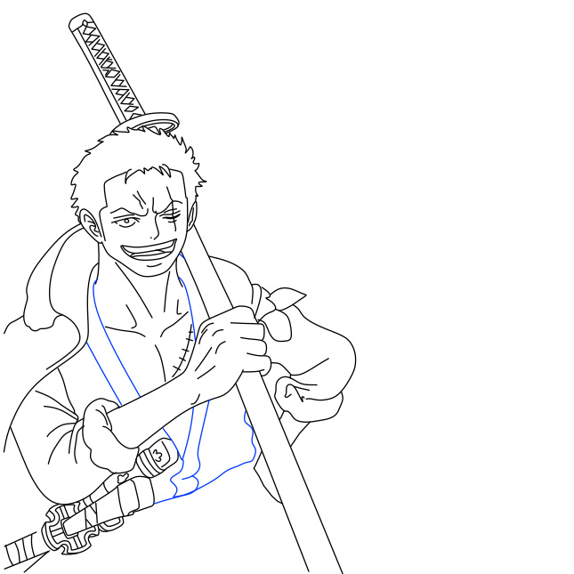 Hướng dẫn vẽ nhân vật Roronoa Zoro đơn giản và đẹp cho bé - Bước 9