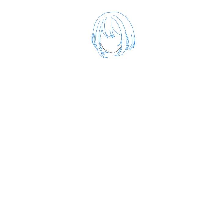 Hướng dẫn cách vẽ cô gái Anime xinh đẹp và đơn giản cho bé - Bước 2