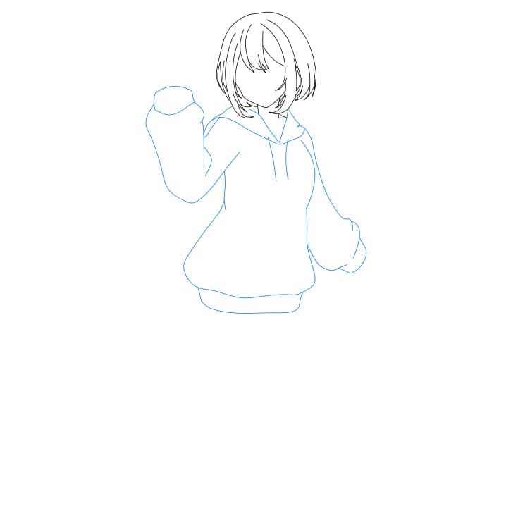 Hướng dẫn cách vẽ cô gái Anime xinh đẹp và đơn giản cho bé - Bước 3