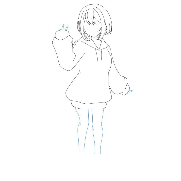 Hướng dẫn cách vẽ cô gái Anime xinh đẹp và đơn giản cho bé - Bước 4