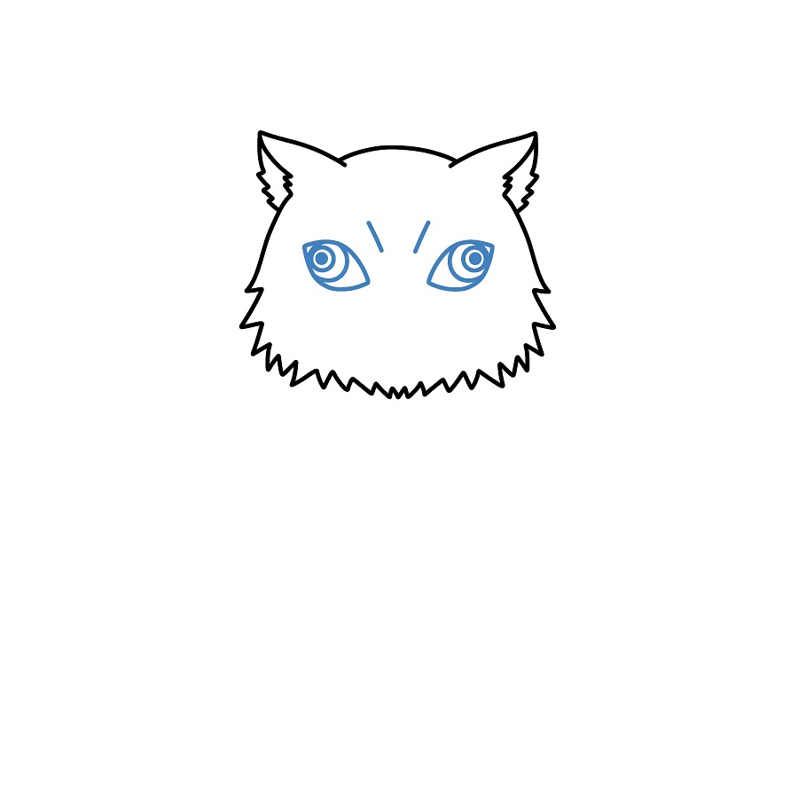 Hướng dẫn vẽ Inosuke Hashibira chibi. - Bước 2