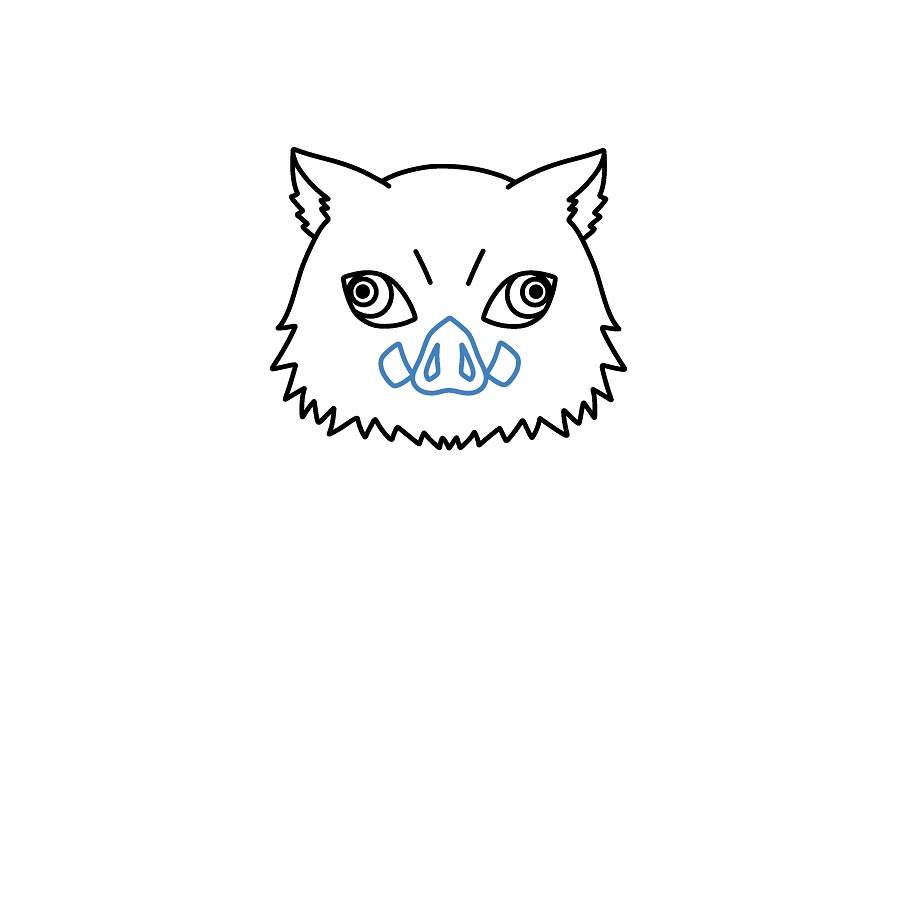 Hướng dẫn vẽ Inosuke Hashibira chibi. - Bước 3