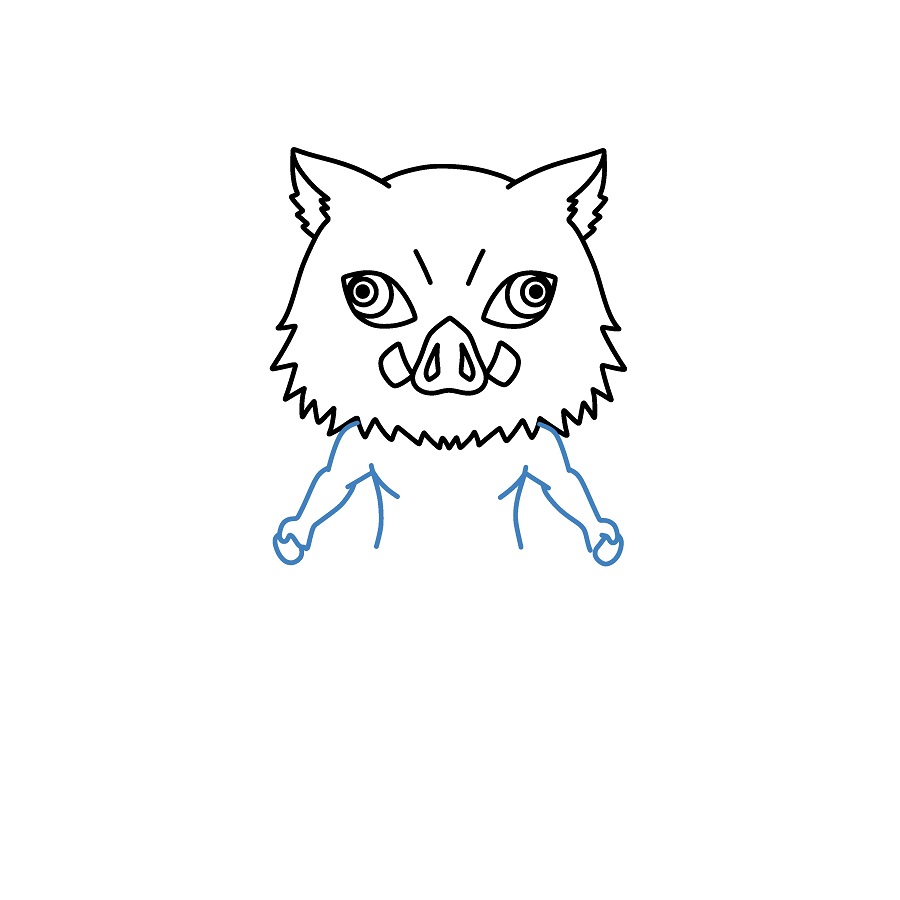 Hướng dẫn vẽ Inosuke Hashibira chibi. - Bước 4