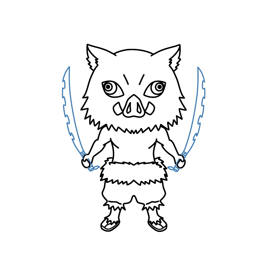 Hướng dẫn vẽ Inosuke Hashibira chibi. - Bước 8