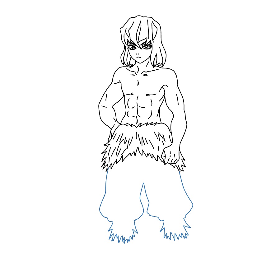 Hướng dẫn vẽ Inosuke Hashibira đẹp và chi tiết. - Bước 8