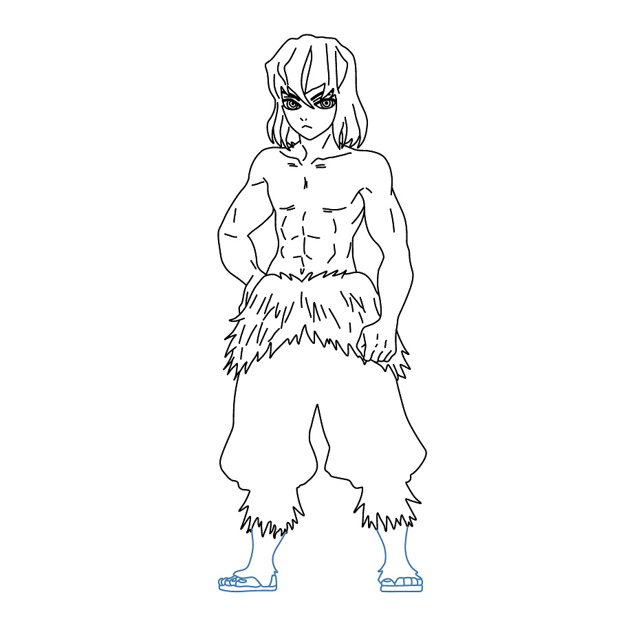 Hướng dẫn vẽ Inosuke Hashibira đẹp và chi tiết. - Bước 9