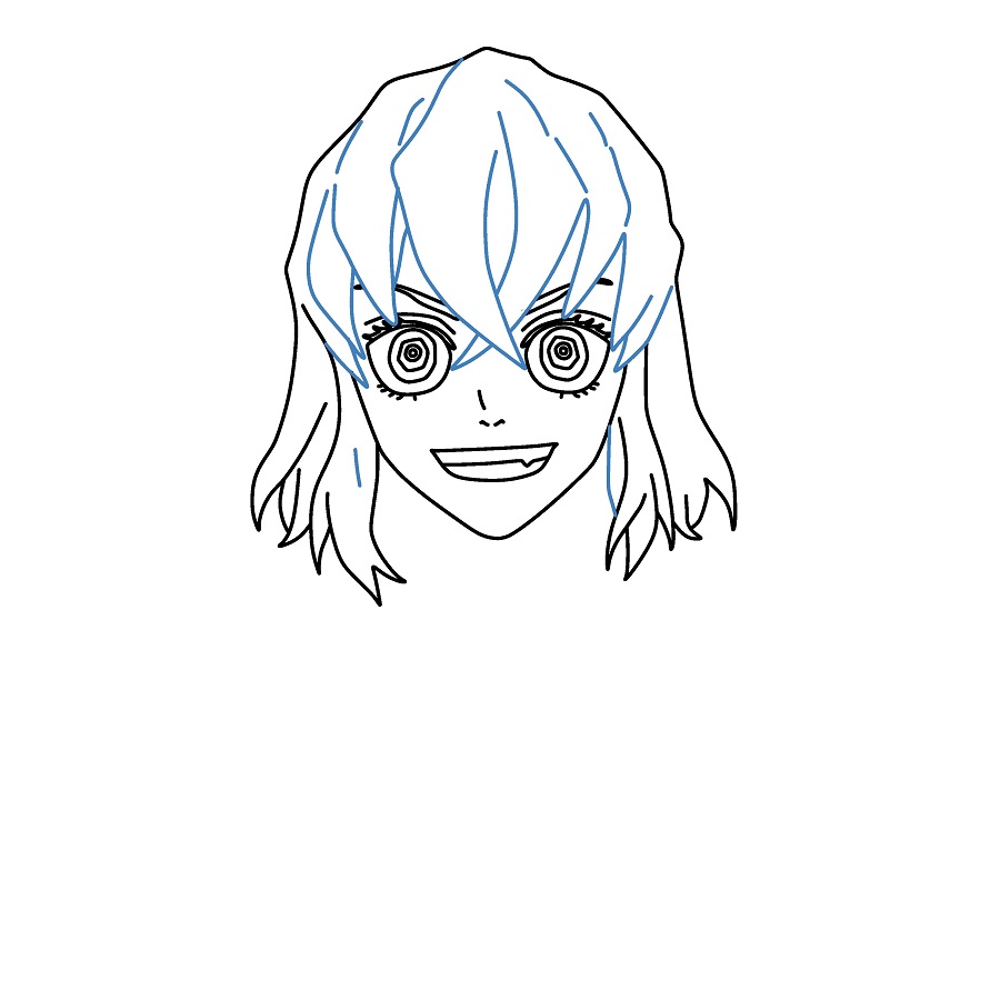 Hướng dẫn vẽ chân dung Inosuke Hashibira. - Bước 5