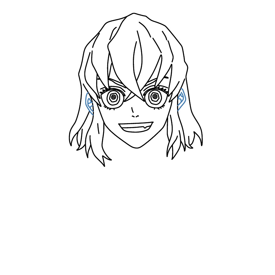 Hướng dẫn vẽ chân dung Inosuke Hashibira. - Bước 6
