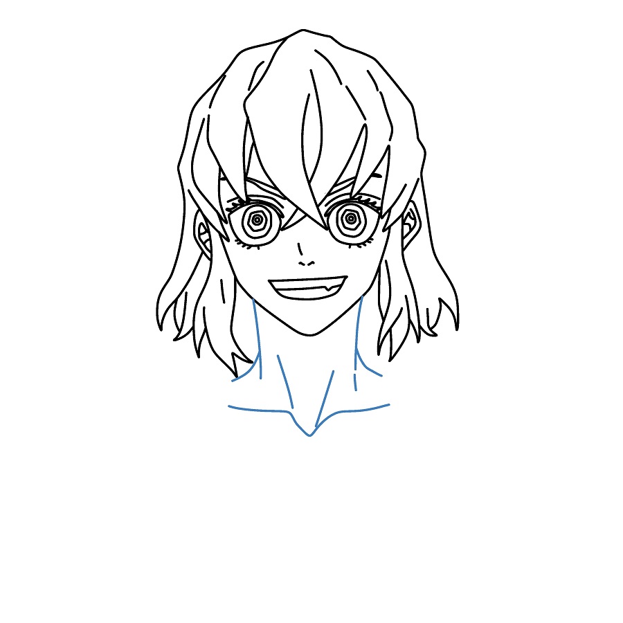 Hướng dẫn vẽ chân dung Inosuke Hashibira. - Bước 7