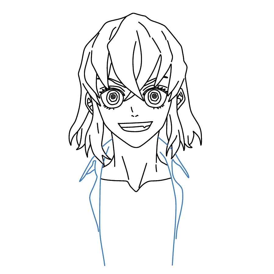 Hướng dẫn vẽ chân dung Inosuke Hashibira. - Bước 8