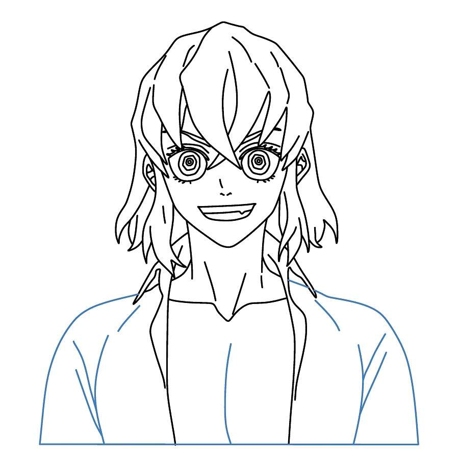 Hướng dẫn vẽ chân dung Inosuke Hashibira. - Bước 9
