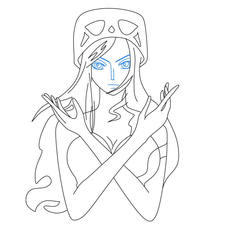 Hướng dẫn cách vẽ Nico Robin chi tiết từng bước cho bé - Bước 6