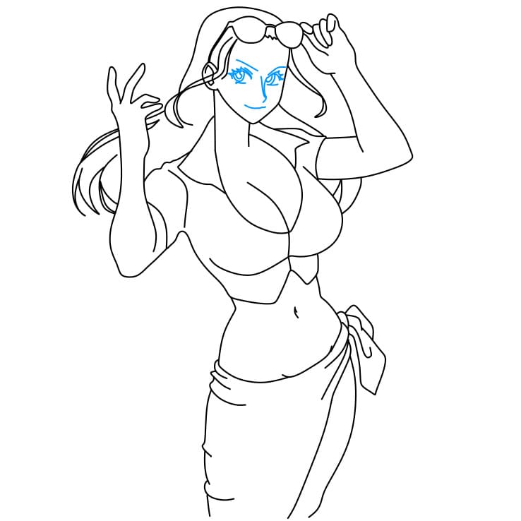 Hướng dẫn cách vẽ nhân vật Nico Robin đơn giản dễ thương - Bước 8