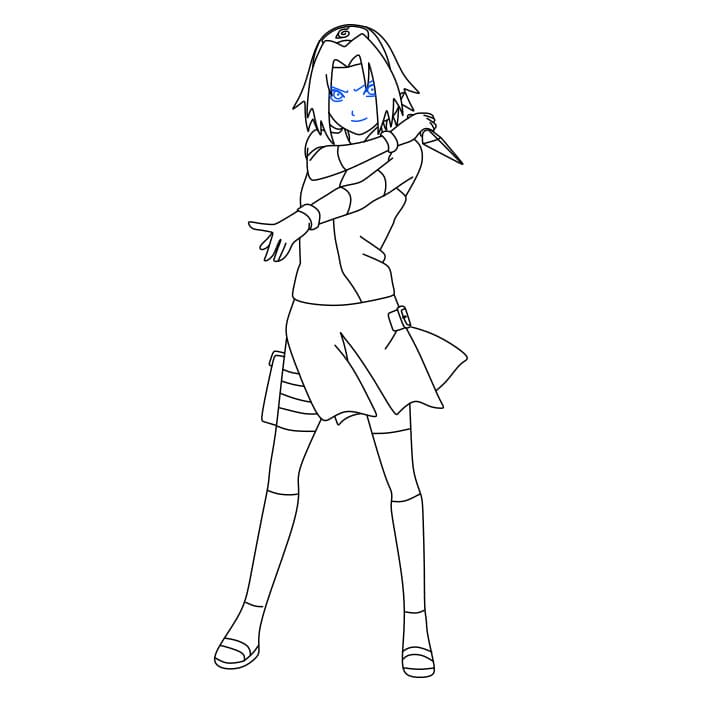 Hướng dẫn vẽ nhân vật Sakura siêu ngầu - Bước 10