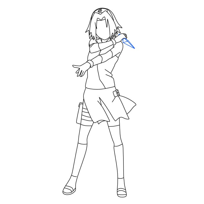 Hướng dẫn vẽ nhân vật Sakura siêu ngầu - Bước 9