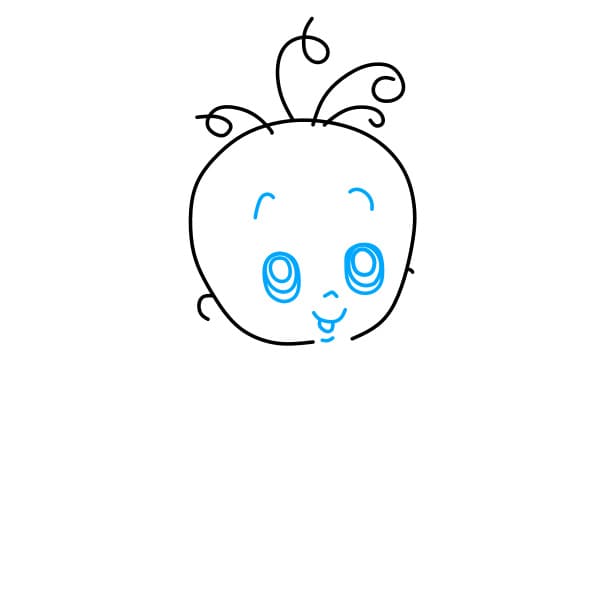 Hướng dẫn vẽ em bé có những sợi tóc trên đầu - Bước 2