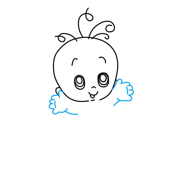 Hướng dẫn vẽ em bé có những sợi tóc trên đầu - Bước 3