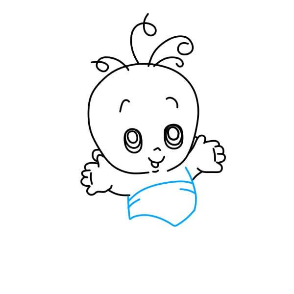 Hướng dẫn vẽ em bé có những sợi tóc trên đầu - Bước 4